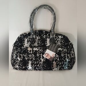 Joan Boyce Weekend Traveler Bag NWT Black Silver